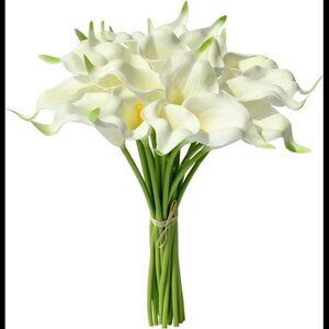 20pcs White Flowers Artificial Calla Lily Silk Flowers 13.4"